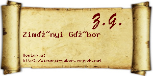 Zimányi Gábor névjegykártya